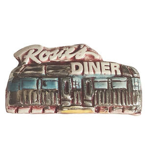 Vintage Rosie’s Diner Rockford Michigan Clay Pin Brooch